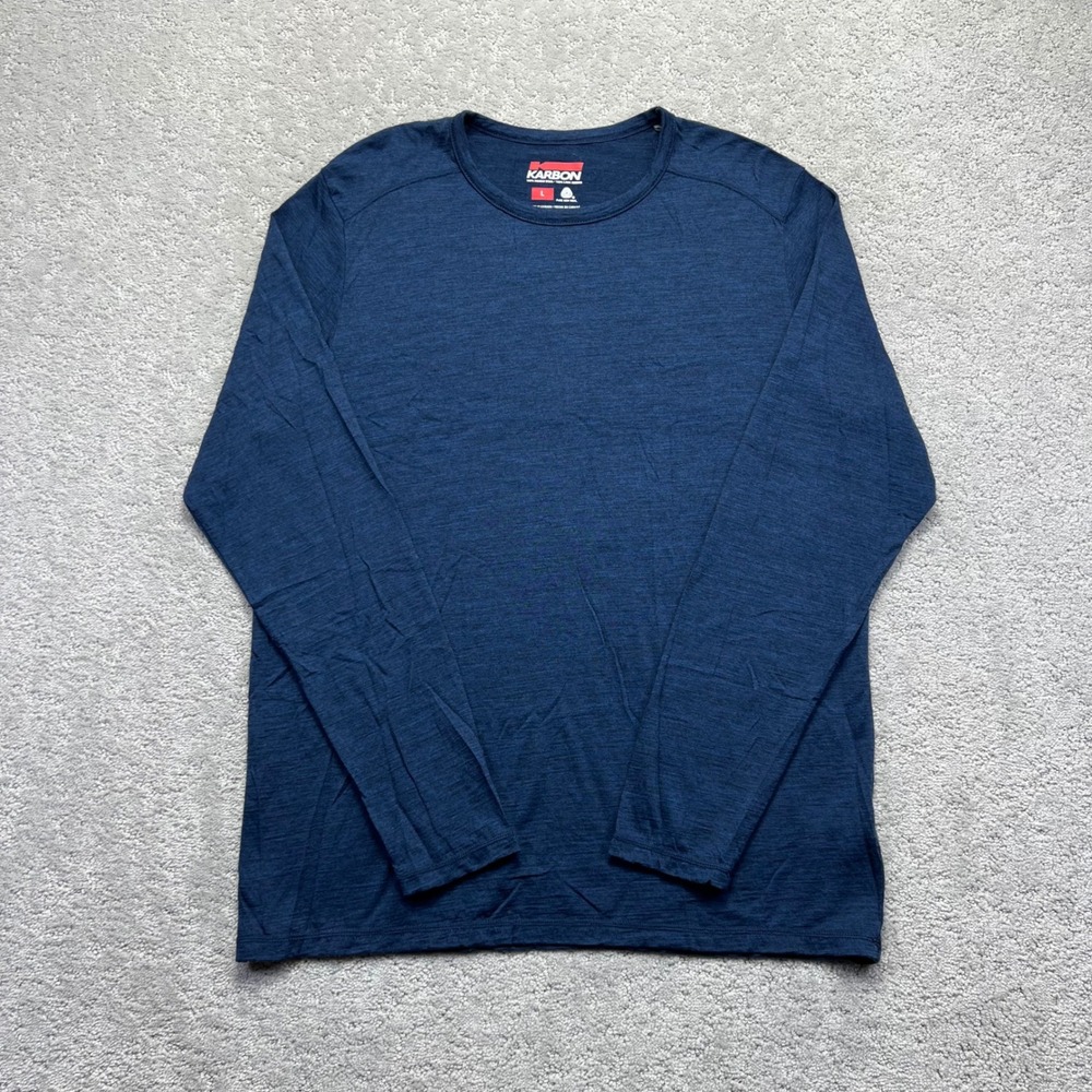 Karbon Base Layer Shirt Mens Large Blue 100% Merino Wool Long Sleeve Canada